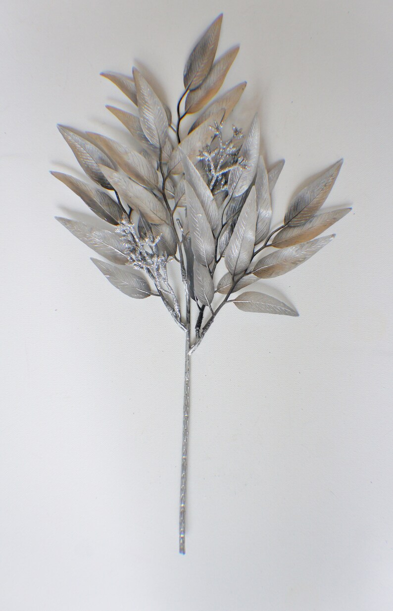 Silver Eucalyptus Spray Silver Floral Spray Metallic Shiny Etsy