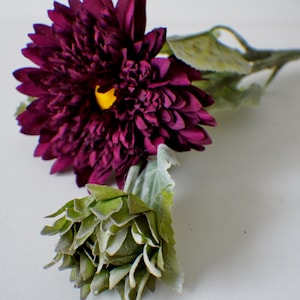 Dark Red Silk Dahlia Spray: Wedding Table Decor, 20-inch Stem