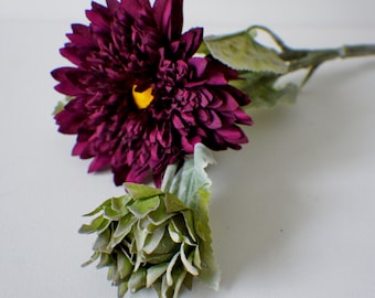 Gran ramo de dalias de seda, flor artificial de color rojo oscuro, flores de boda, decoración de mesa, ramo de boda, flores artificiales de primavera, centro de mesa