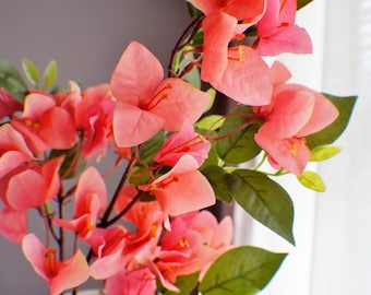 25" Silk Bougainvillea Spray, Branche, Coral Pink Bougainvillea, Home decor, Wedding Flowers, Bouquet, Centerpieces, Arrangements