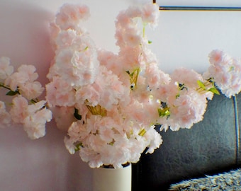 Elegant Silk Cherry Blossom Spray, Branches 21'' Tall, Japanese Sakura, Blush Pink, Wedding Flowers, Bouquet, Centerpieces, Arrangements