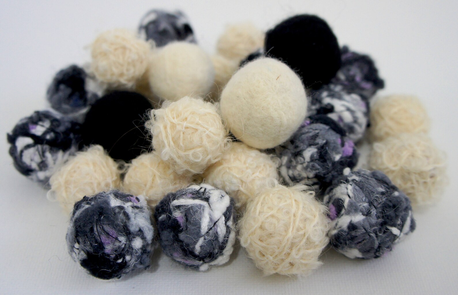 Felt Beads Extra Large Beads White Black and Grey Beads Etsy
