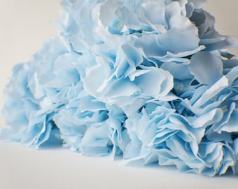 Light Blue Hydrangea bunch, Soft blue Silk Artificial Flowers, DIY wedding flowers, flower crown flowers, flower crown supplies