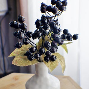 Artificial Black Berry Bunch, Stem, Pick, Vase Filler, Christmas Greenery, Wedding Greenery Holiday Home Decor Artificial Holly Berry
