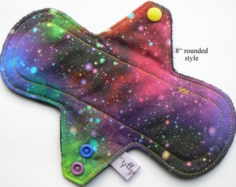 6" 8" 10" 12" 14" Cloth Sanitary Pad, washable, reusable, cotton top, Galaxy
