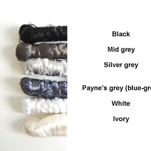 GREYS MONOCHROMES Sabra silk floss single skein black white gray silver vegetal rayon thread Moroccan 10g approx 45m ready to ship image 3