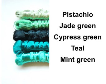 COOL GREENS "Sabra" floss single skein- teal mint jade silk rayon thread Moroccan vegetable 10g approx 45m+  ready to ship