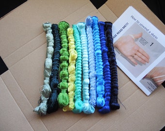 10pc Bumper Pack Blue/Green sabra floss 10 skein project pack 20% off mix- vegetable silk sabra thread Moroccan viscose type ready to ship