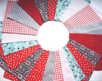 Paquete de 42 piezas de tela de algodón geométrica recuperada de 12,5 cm, cuadrados de 5", color plata escarlata, reciclada, lista para enviar.