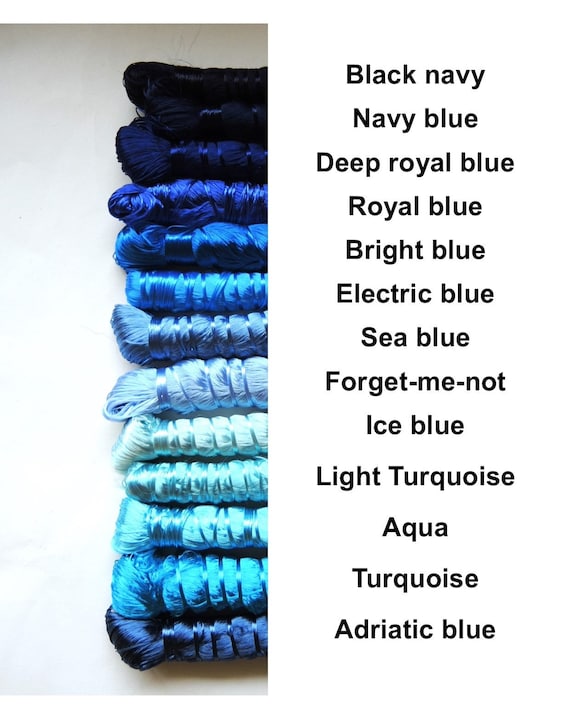 BLUES "Sabra" floss single skein sky teal royal navy turquoise sea wedgwood rayon thread Moroccan vegetable 10g approx 45m ready to ship