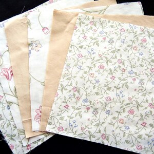 Vintage Layercake 12 piece 10inch 3 fabric stack Hedgerow Honey neutral flowers quilt patchwork cottagecore retro 1980s classic free ship UK
