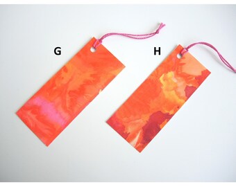Hand Painted silk gift tag flame -single/set OOAK handpainted unique special ready to ship card label large luggage style
