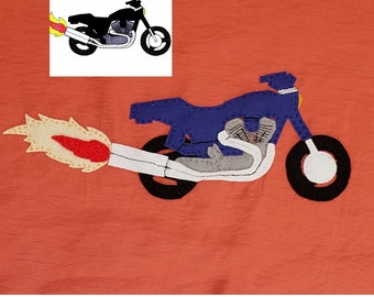 Harley Sport bike style applique - modern Motorbike PDF PATTERN and instructions (medium skill)- downloadable file