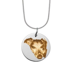Personalized Round Necklace with your dog/cats photo with Round charm- Perfect gift- Stainless Steel-Gold plated Stainless Steel