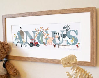 Farmyard Illustrated Name Print