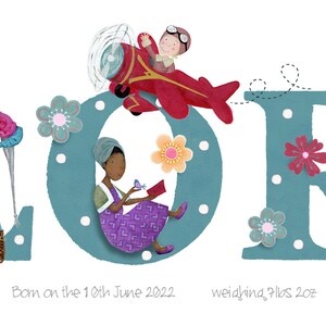 May include: A colorful illustration of the name "FLORA" with each letter decorated with flowers and a different character. The characters include a girl with a red dress, a girl with a purple dress, a girl with a red dress and a hat, and a girl with a red dress and a paintbrush. The text "Born on the 10th June 2022" and "welcoming plus 2022" are at the bottom of the image.