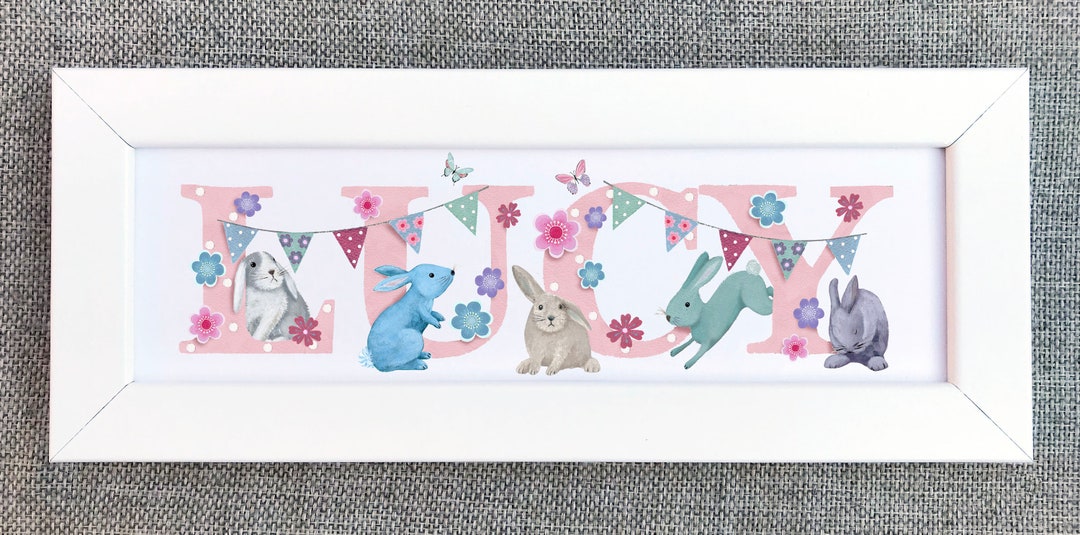 Name Sign For Rabbit Bunny Rabbit Bunnies Rabbits Door Plaque Childrens Kids Name Sign ...