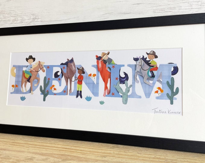 Featured listing image: Horse Riding Illustrated Name Print