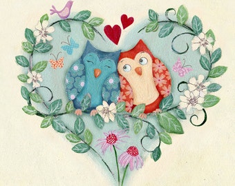 Owl Love - Unframed limited edition print