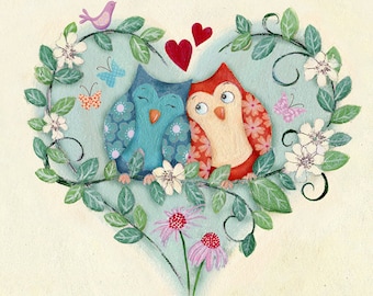 Owl Love - Unframed limited edition print