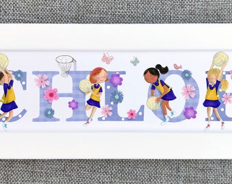 Netball Bedroom Door Sign - (can be personalised to a favourite team)