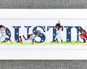 Baseball Bedroom Door Sign - (can be personalised to a favourite team)