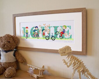 Bicycle / Cycling Illustrated Name Print