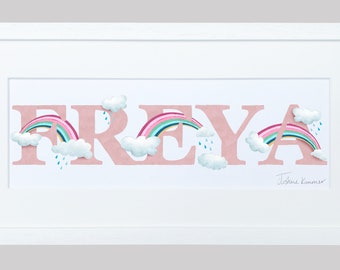 Rainbow and Cloud Illustrated Name Print