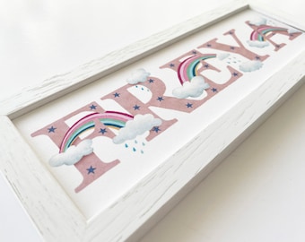 Rainbow and Cloud Bedroom Door Sign