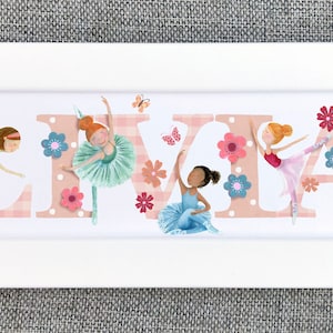 Ballet Door Plaque - Children&#39;s / kid&#39;s / name sign / Illustration, name frame, new baby gift