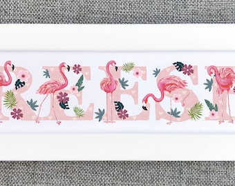 Flamingo Bedroom Door Sign