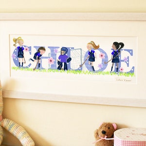 Hielo / Rollerblade Hockey nombre ilustración imprimir niños niños nuevo baby shower regalo ilustrado decoración de la guardería pared arte imagen marco placa