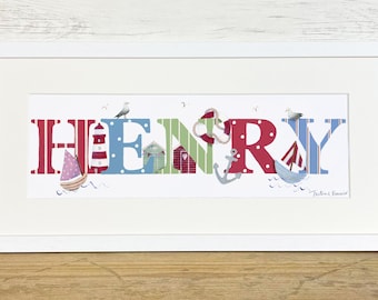 Seaside Illustrated Name Print