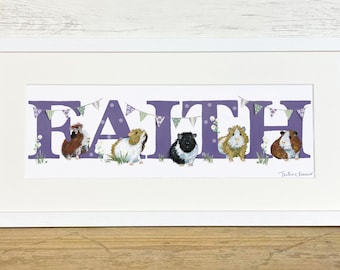 Guinea Pig Illustrated Name Print