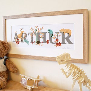 Woodland Animal Illustrated Name Print