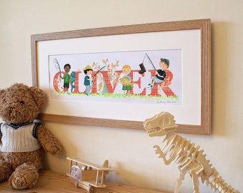 Fishing Illustrated Name Print