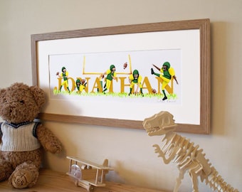 American Football Illustrated Name Print