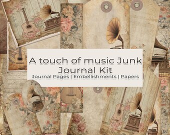 A Touch Of Music Junk Journal Kit | Digital Ephemera & Papers | Musical Scrapbook Printable