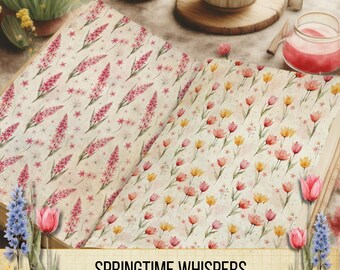Vintage Floral Background Papers – Springtime Whispers Junk Journal (Digital Download)