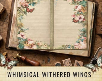 Whimsical Withered Wings Journal Papers | Fairy Butterflies Scrapbook (Digital Download)