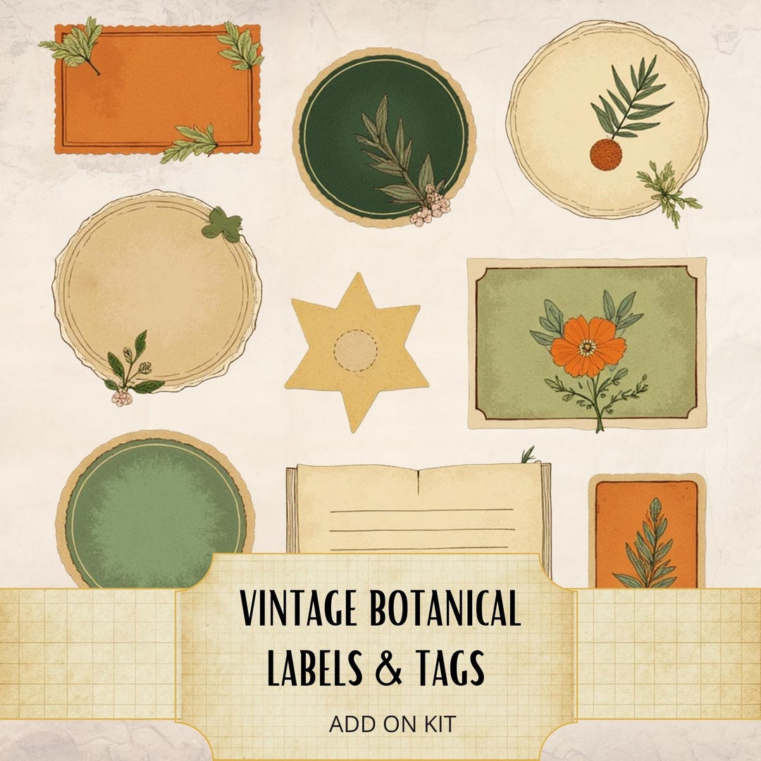 Vintage Botanical Labels & Tags | Printable Junk Journal Ephemera ...