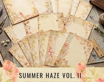 Summer Haze Floral Journal Papers | Vintage Shabby Chic Ephemera (Digital Download)