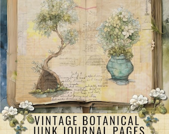 Vintage Botanical Junk Journal Pages | Cottagecore Collage Paper Pack (Digital Download)