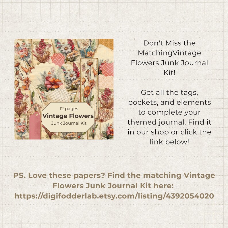 Vintage Floral Digital Paper Bundle | Shabby Chic Scrapbook Pages ...