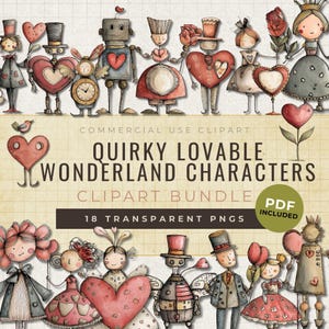 Steampunk Valentine Clipart | Quirky Wonderland PNG & PDF