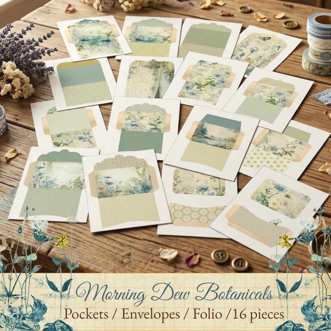 Printable Envelopes Morning Dew, Mini Envelope, Junk Journal Pockets ...