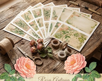 Rosa Antiqua Junk-dagboekkaarten, vintage ephemera (36 afdrukbare kaarten)