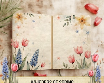 Vintage Floral Junk Journal Papers | Botanical Spring Backgrounds (Digital Download)