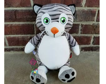Cachorros de peluche personalizados con forma de animal - Gato - Gatito - Bordado - Peluche - Anuncio de nacimiento - Regalo para bebé - Animal personalizado