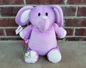 Cachorros de peluche personalizados con forma de animal - Elefante - Morado - Bordado - Peluche - Anuncio de nacimiento - Regalo para bebé - Animal personalizado